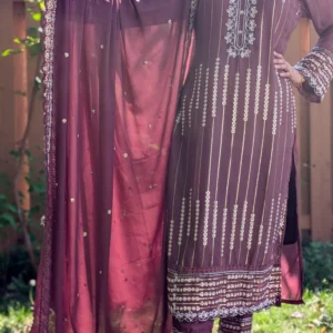 maroon straight cut suit