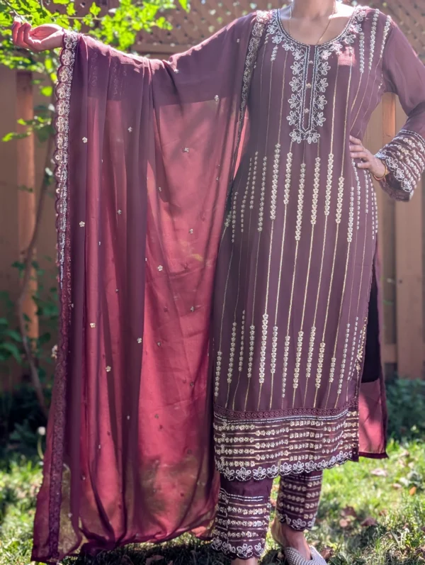 maroon straight cut suit