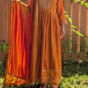 mustard anarkali suit