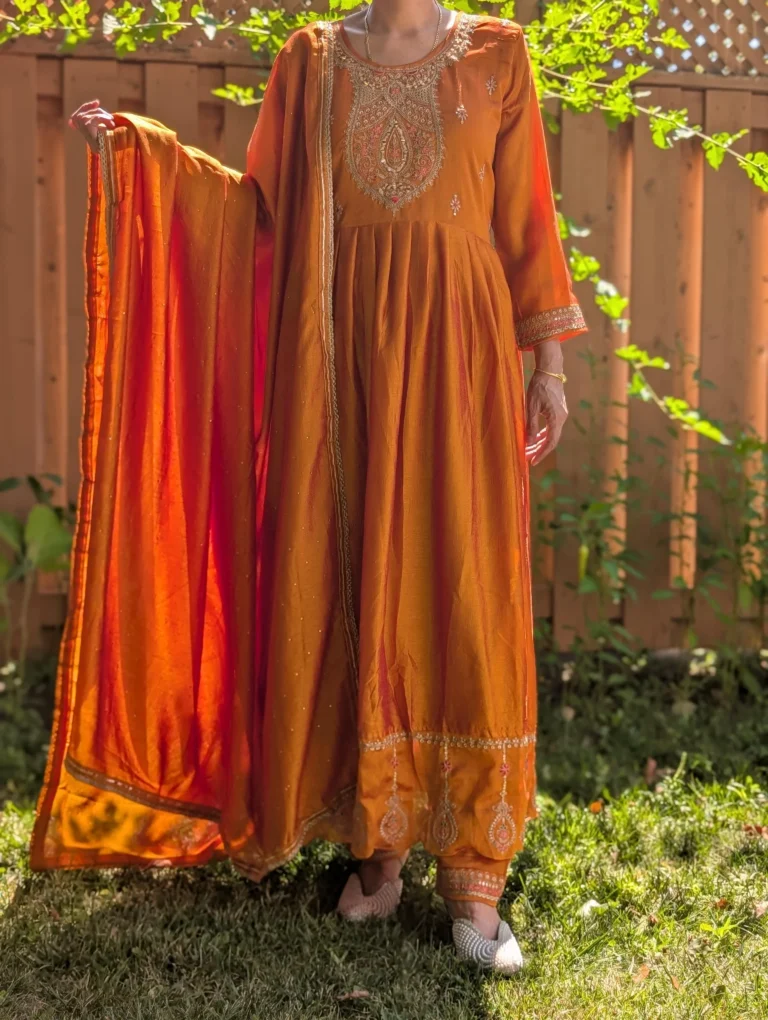 mustard anarkali suit