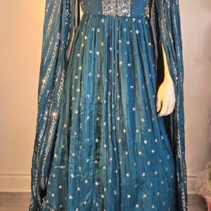 midnight sparkle teal anarkali