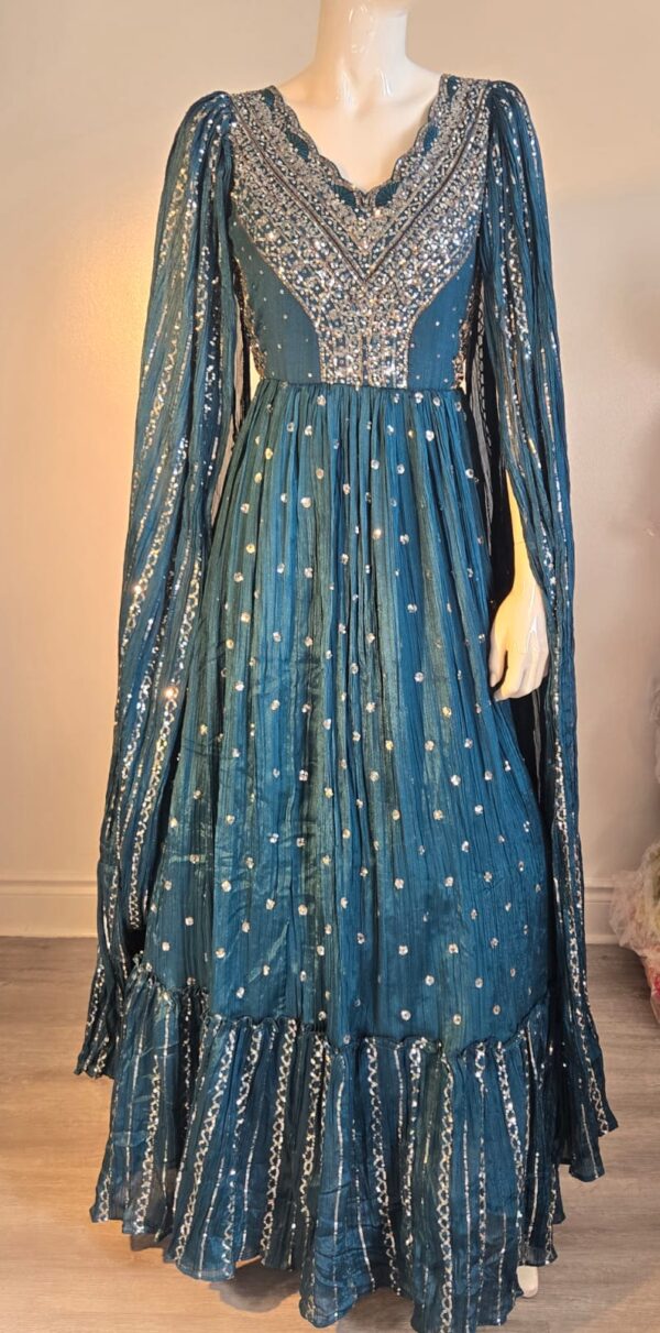 midnight sparkle teal anarkali